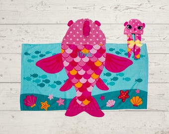 Children's Hooded Beach Towel FREE Personalization Embroidery