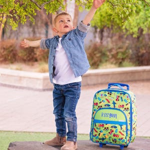 Children's All Over Print Rolling Luggage: Embroidery Personalization