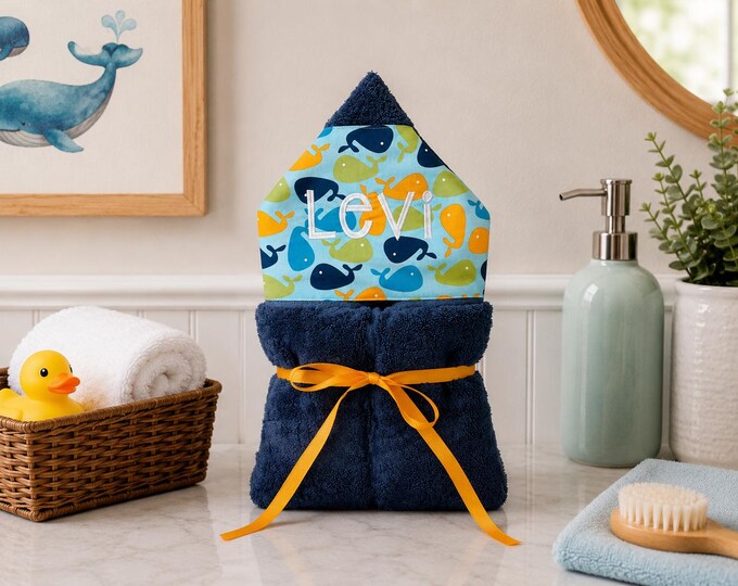 Monogrammed Hooded Baby Towel: Custom Embroidered Kids Bath Towel