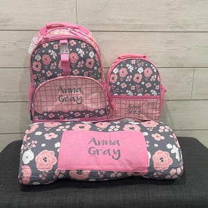 Children&#39;s All Over Print Nap Mat, Backpack and Lunchbox Set Stephen Joseph with Embroidery Personalization