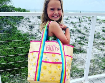 Children's Beach Tote with Embroidery Personalization