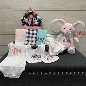 Ich will alles Baby-Geschenkkorb, Zoll für Jungen oder Mädchen, Babypartygeschenk, neues Babygeschenk, Babygeschenkkorb mit Monogramm
