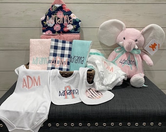 I Want It All Baby Gift Basket, Custom for boy or girl, baby shower gift, new baby present, monogrammed baby gift basket