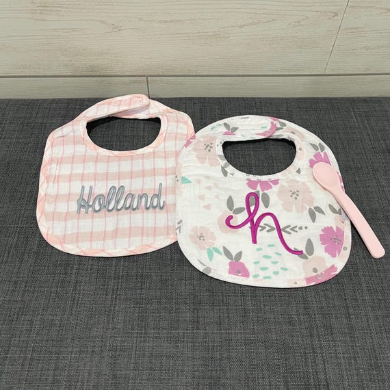 Muslin Bibs and Spoon Set for Baby Personalized