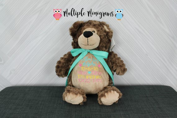 Personalized Stuffed Animal - Perfect Gift for Baby Showers Baptisms Adoptions Birthdays - Unique and One-of-a-kind Keepsake