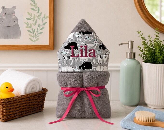 Monogrammed Hooded Baby Towel: Custom Embroidered Kids Bath Towel