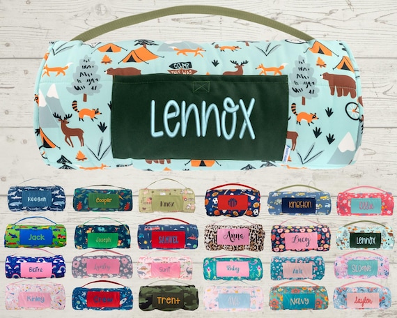 Personalized Nap Mat with Attached Pillow and Blanket - Ideal for Daycare and Preschool - Embroidery Included