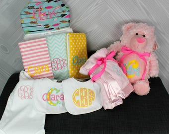 I Want It All Baby Gift Basket, Custom for boy or girl, baby shower gift, new baby present, monogrammed baby gift basket