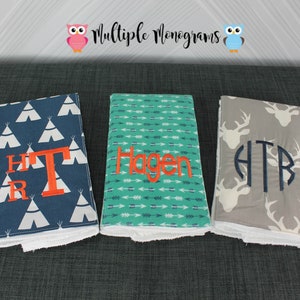Spucktücher mit Monogramm, 3er Set, handgefertigt für Junge oder Mädchen