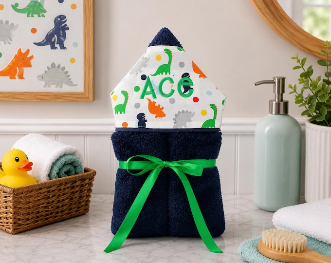 Monogrammed Hooded Baby Towel: Custom Embroidered Kids Bath Towel