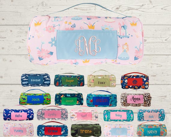 Personalized Nap Mat with Attached Pillow and Blanket - Ideal for Daycare and Preschool - Embroidery Included