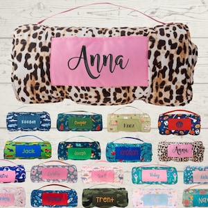 Gepersonaliseerde kinderdutjemat: aangehecht nertsdeken, afneembaar kussen, machinewasbaar, kinderdagverblijf essentieel