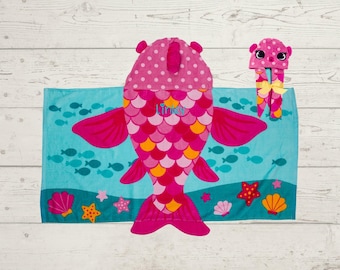 Children's Hooded Beach Towel FREE Personalization Embroidery