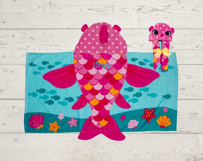 Children's Hooded Beach Towel FREE Personalization Embroidery