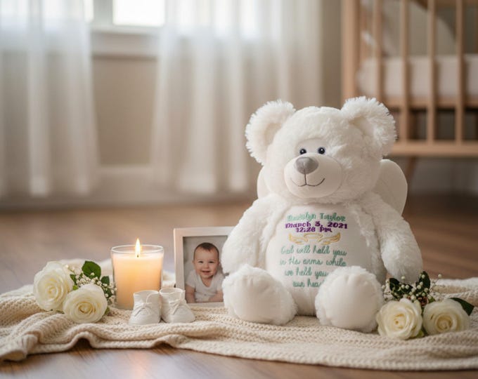 Angel Baby Keepsake, Infant Loss Gift, Sympathy Gift Stuffed Animal Bear with Wings