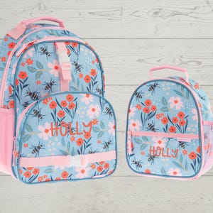 Children&#39;s All Over Print Backpack and Lunchbox Set Stephen Joseph with Embroidery Personalization