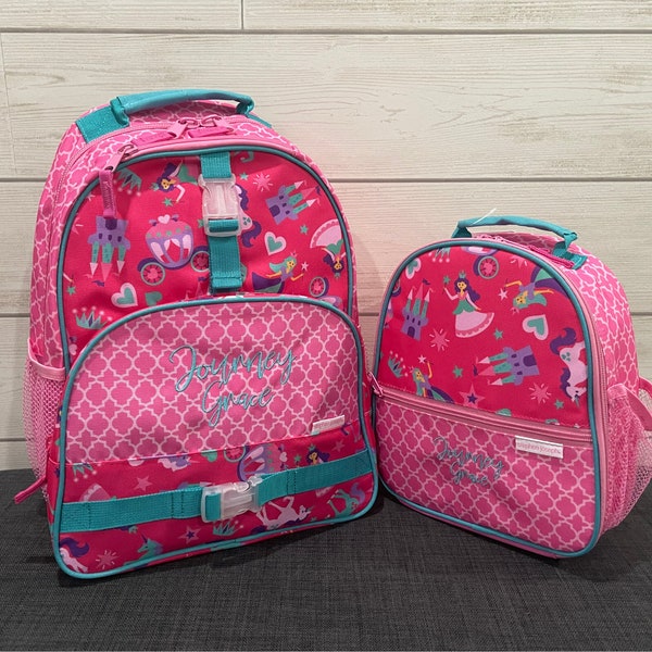 Children's All Over Print Backpack and Lunchbox Set Stephen Joseph with Embroidery Personalization