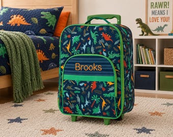 Children's All Over Print Rolling Luggage: Embroidery Personalization