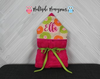 Monogrammed Hooded Baby or Kids Towel. Custom made to order for boy or girl. Perfect baby shower or birthday gift.