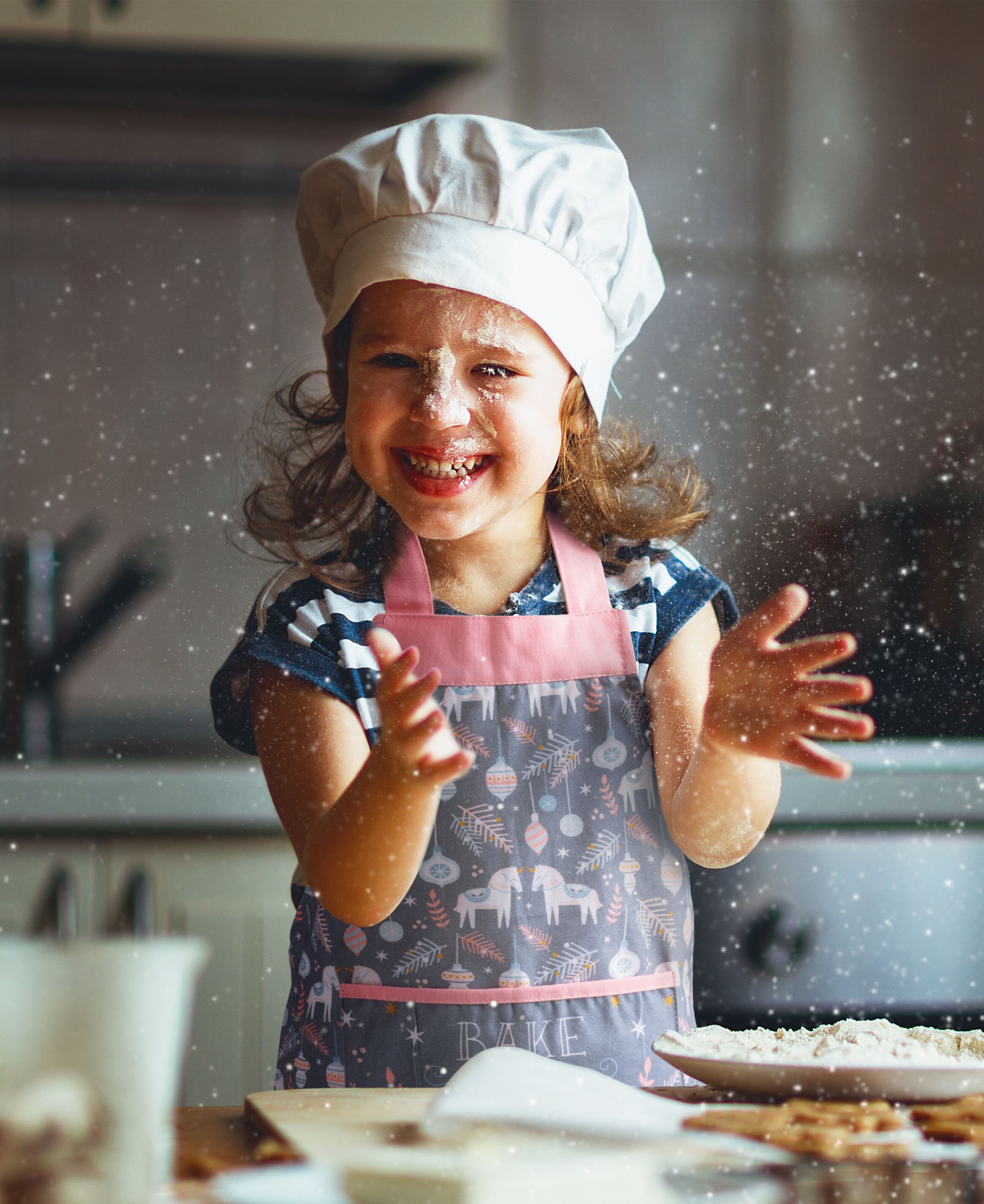 13 Pz Juego de Cocina y Horneado para Niños Delantales para Niños NATUCE Juguetes de Cocina Ropa de Chef Infantil Azul Juego Cocina Regalo 