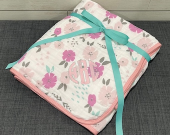Personalized Muslin Stroller Blanket for Baby - Customizable Soft and Breathable
