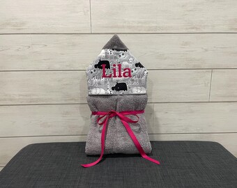 Monogrammed Hooded Baby Towel: Custom Embroidered Kids Bath Towel
