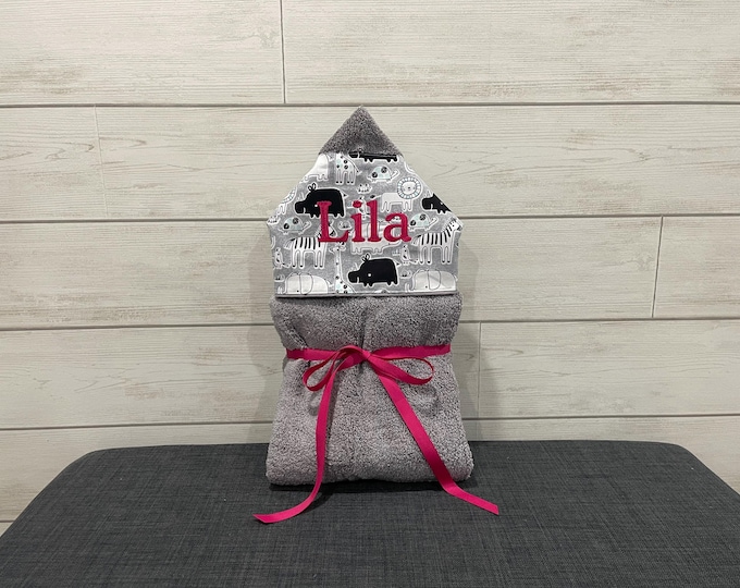 Monogrammed Hooded Baby Towel: Custom Embroidered Kids Bath Towel