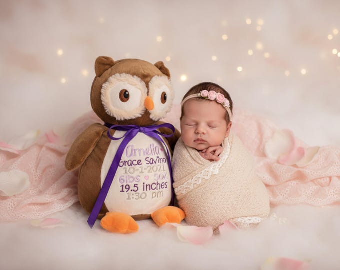 Personalized Embroidered Stuffed Animal: Baby Shower Keepsake