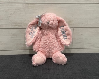 Embroidered Bunny Plush: Personalized Easter Gift, Weighted Positioning