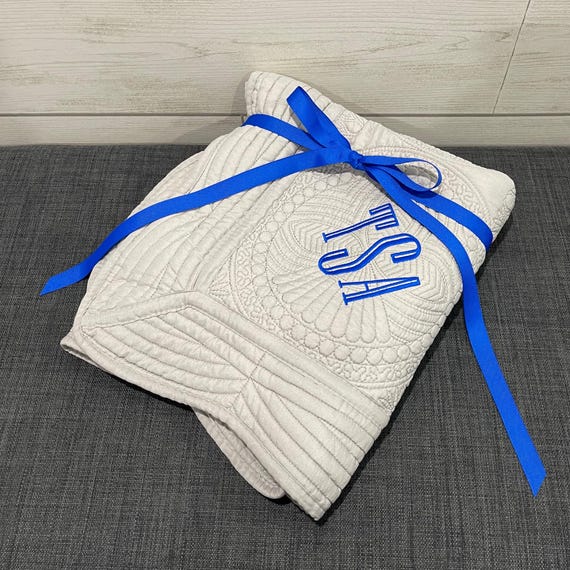 Embroidered Heirloom Baby Quilt - Personalized Gift for Babys Nursery
