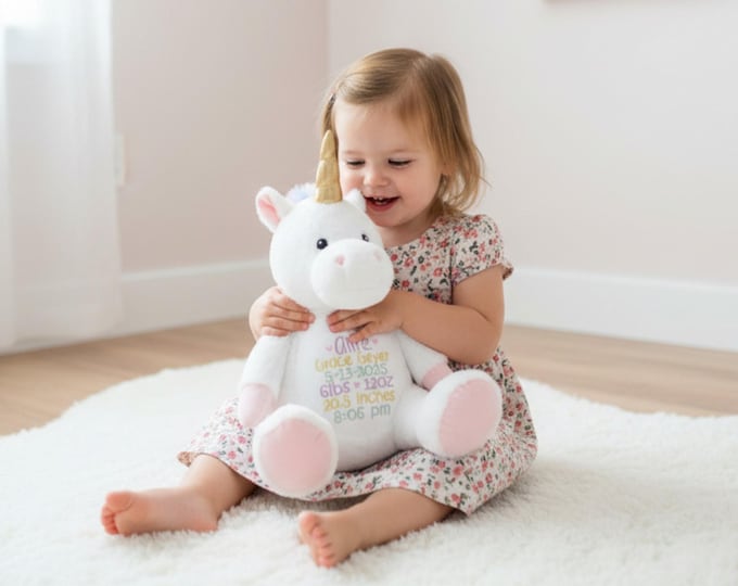 Personalized Embroidered Stuffed Animal: Baby Shower Keepsake