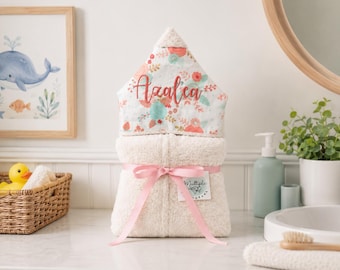 Monogrammed Hooded Baby Towel: Custom Embroidered Kids Bath Towel