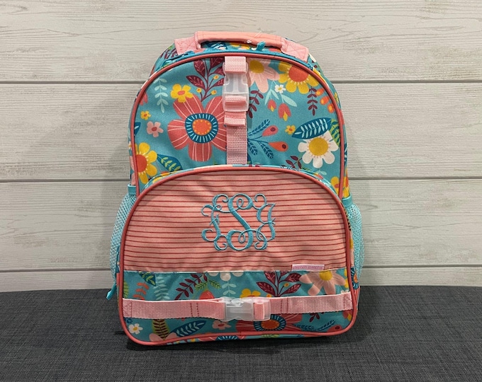 Embroidered Floral Kids Backpack: Personalized School Travel Bag