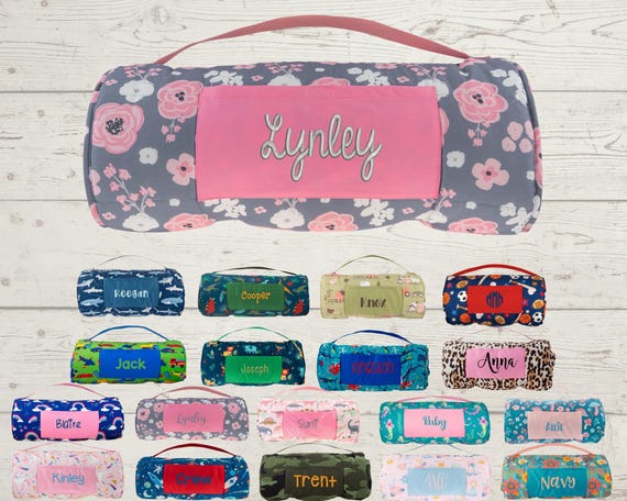 Personalized Nap Mat with Attached Pillow and Blanket - Ideal for Daycare and Preschool - Embroidery Included