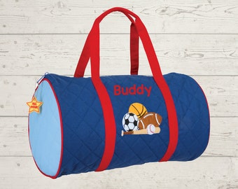 Children's Quilted Duffel Bag with Embroidery Personalization