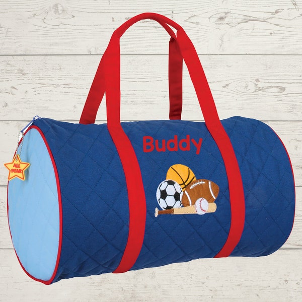 Children's Quilted Duffel Bag with Embroidery Personalization