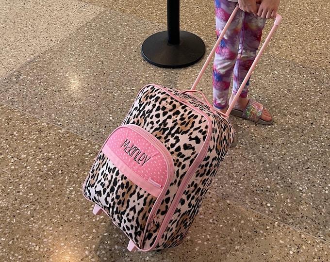 Children's All Over Print Rolling Luggage: Embroidery Personalization