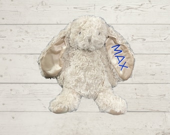 Personalized Plush Bunny: Long Ear Stuffed Animal, Embroidered Name