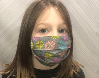 Child Face Mask, Reversible Face Mask, Washable Face Covering, Reusable Face Mask, 100% Cotton Face Mask, Double Layer, Made in the USA