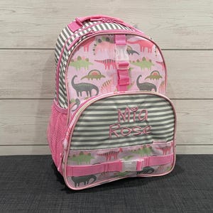 Bestickter Kinderrucksack: Schultasche mit personalisiertem Dinosaurier-Print