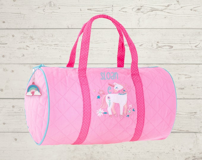 Children's Quilted Duffel Bag with Embroidery Personalization
