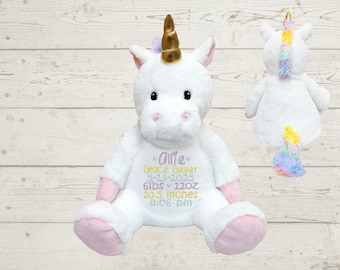 Personalized Embroidered Stuffed Animal: Baby Shower Keepsake
