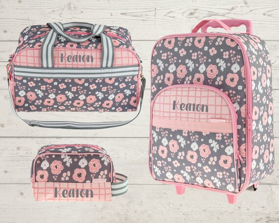 Children's Total Travel Set including All Over Print Rolling Luggage, Duffel Bag and Toiletry Bag Set with Embroidery Personalization