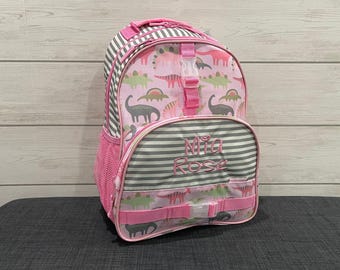 Embroidered Kids Backpack: Personalized Dinosaur Print School Bag