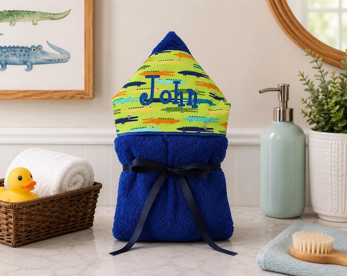 Monogrammed Hooded Baby Towel: Custom Embroidered Kids Bath Towel