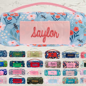 Tappetino per il riposino personalizzato: coperta in minky inclusa, cuscino rimovibile, lavabile in lavatrice, essenziale per l&#39;asilo nido