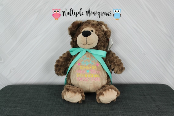 Personalized Stuffed Animal Completely Customizable Baby Shower New Baby Baptism Adoption Christmas Birthday Gift