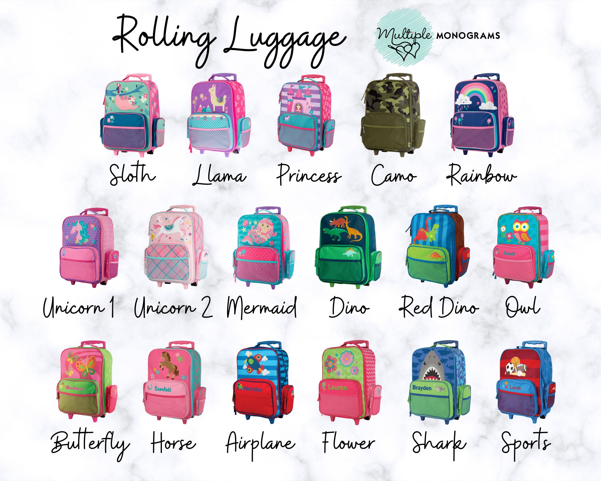 Pretty Flowers Personalized Kids Rolling Luggage by Stephen Joseph