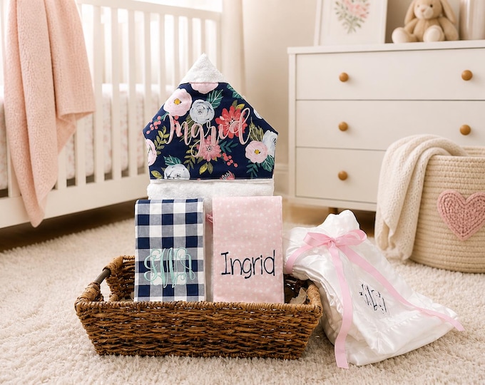 The Blessed Baby Gift Basket, Custom for boy or girl, baby shower gift, new baby present, monogrammed baby gift basket