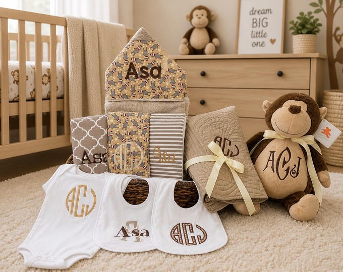 I Want It All Baby Gift Basket, Custom for boy or girl, baby shower gift, new baby present, monogrammed baby gift basket